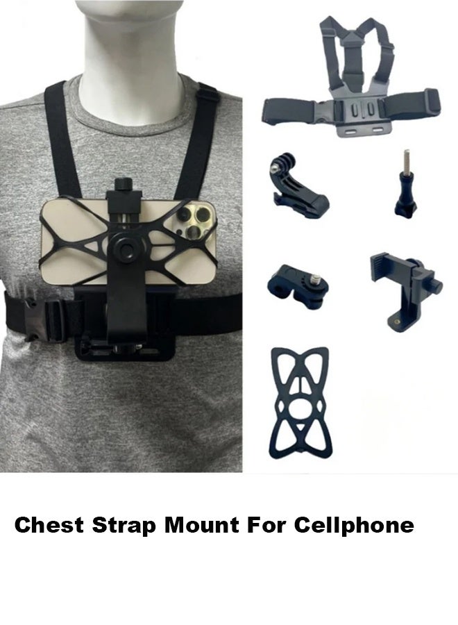 بكومور مجموعة ملحقات GoPro 7 في 1، تتضمن حامل صدر سريع الفك، وحزام رأس، وحامل هاتف، متوافقة مع GoPro Hero 13-4، وDJI Action، وInsta360، وAKASO، وSJCAM، وiPhone/Samsung – مجموعة أدوات تصوير الفيديو من منظور الشخص الأول - Image 3